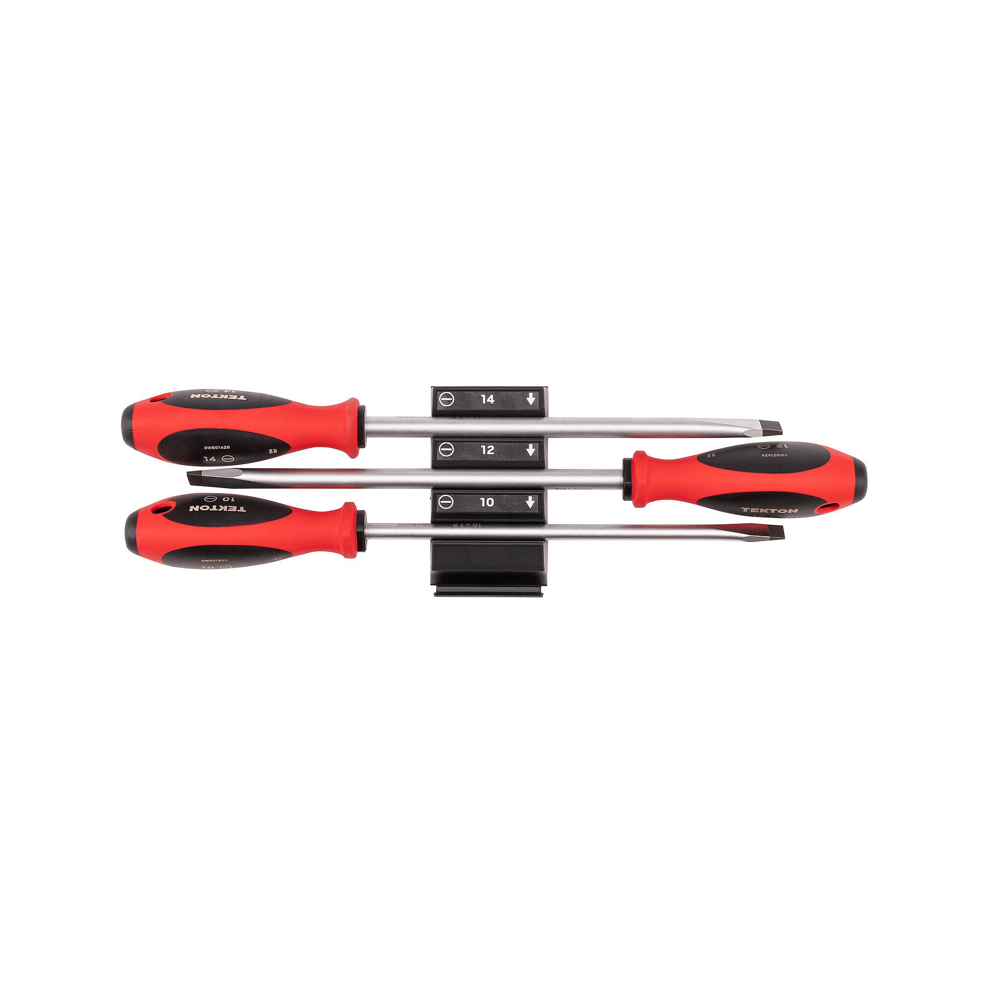 TEKTON Slotted Screwdriver Set with Modular Organizers - 8 Inch Shanks, 3-Piece (10 - 14 mm) | DWS90111